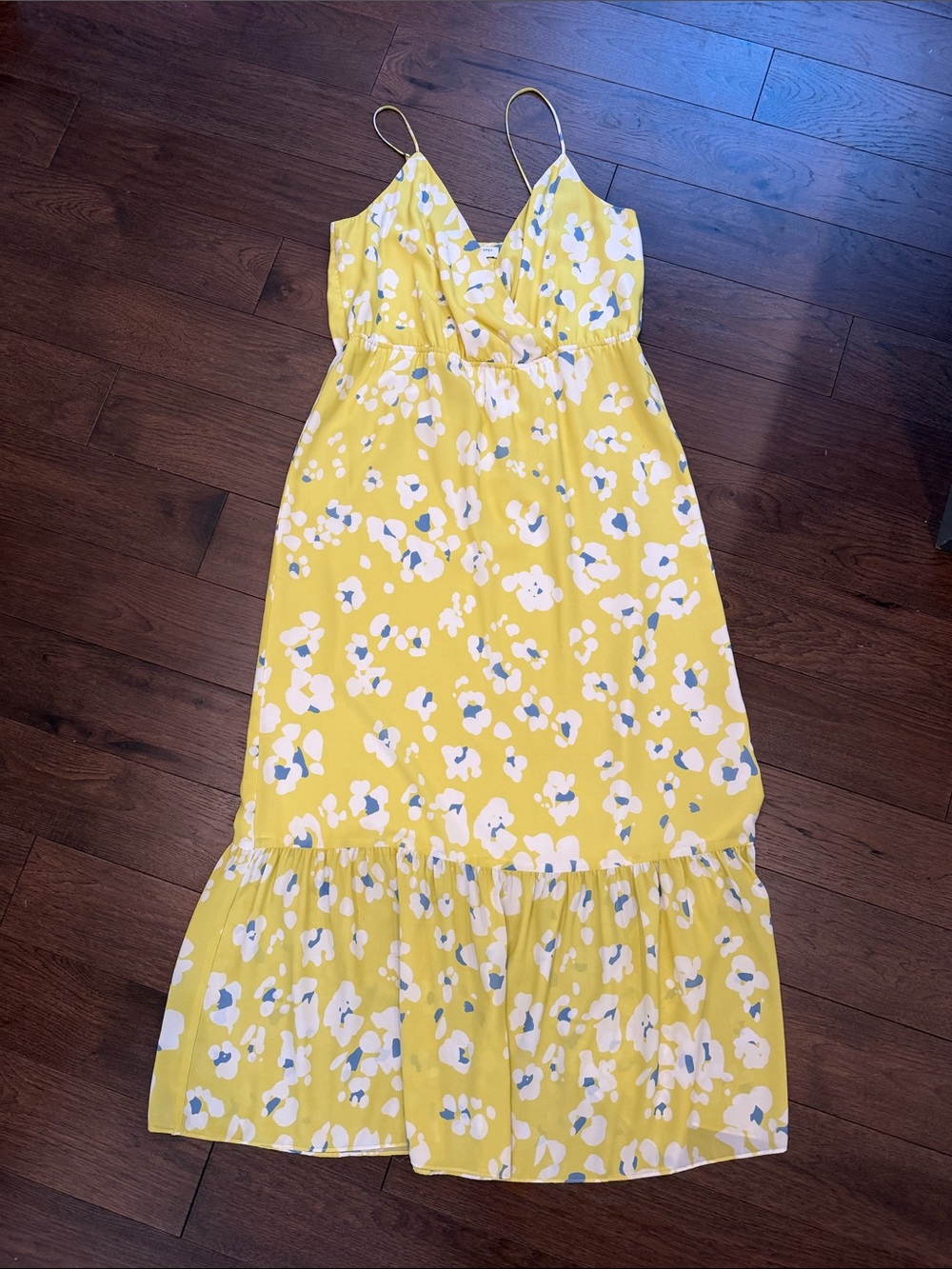 Waverly Grey Yellow Floral Maxi Dress Size Large - C52-028